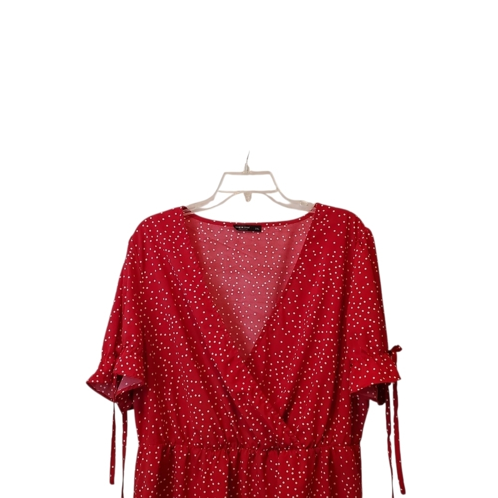 🇺🇸SHEIN Red and White Polka Dot Dress Size 2X - Picture 3 of 4